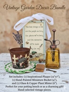 Vintage Brown and Amber Garden Garden Decor Bundle